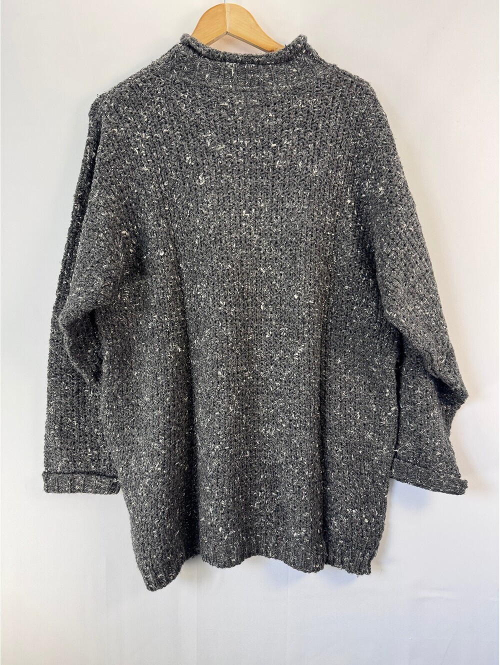 VTG Italian Wool Silk Roll Neck Sweater Chunky Speckled Knit Oversized Womens L - Picture 3 of 7